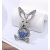 imageRhinestone Moving Rabbit Brooch Pin for Women Girls Fashion Crystal Enamel Love Heart Back Bunny Animal Pet Brooches Lapel Pins Dainty Cute Easter Valentine Honors Day Jewelry Gift SouvenirBlue CZ