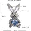 imageRhinestone Moving Rabbit Brooch Pin for Women Girls Fashion Crystal Enamel Love Heart Back Bunny Animal Pet Brooches Lapel Pins Dainty Cute Easter Valentine Honors Day Jewelry Gift SouvenirBlue CZ
