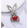 imageRhinestone Moving Rabbit Brooch Pin for Women Girls Fashion Crystal Enamel Love Heart Back Bunny Animal Pet Brooches Lapel Pins Dainty Cute Easter Valentine Honors Day Jewelry Gift SouvenirRed CZ