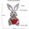 imageRhinestone Moving Rabbit Brooch Pin for Women Girls Fashion Crystal Enamel Love Heart Back Bunny Animal Pet Brooches Lapel Pins Dainty Cute Easter Valentine Honors Day Jewelry Gift SouvenirRed CZ