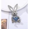 imageRhinestone Moving Rabbit Brooch Pin for Women Girls Fashion Crystal Enamel Love Heart Back Bunny Animal Pet Brooches Lapel Pins Dainty Cute Easter Valentine Honors Day Jewelry Gift SouvenirBlue CZ