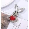 imageRhinestone Moving Rabbit Brooch Pin for Women Girls Fashion Crystal Enamel Love Heart Back Bunny Animal Pet Brooches Lapel Pins Dainty Cute Easter Valentine Honors Day Jewelry Gift SouvenirRed CZ