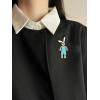 imageRhinestone Rabbit Overalls Brooch Pin for Women GoldTone Fashion Crystal Enamel White Balls Bunny Animal Pet Brooches Pins Dainty Cute Holiday Easter Party Dress Accessories JewelryBlue