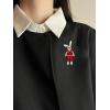 imageRhinestone Rabbit Overalls Brooch Pin for Women GoldTone Fashion Crystal Enamel White Balls Bunny Animal Pet Brooches Pins Dainty Cute Holiday Easter Party Dress Accessories JewelryRed