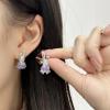 imageRhinestone Rabbit Stud Earrings for Women Girls Hypoallergenic Cute Crystal Birthstone Bunny Animal Pet Cartilage Post Dainty Birthday Easter Holiday Jewelry Gifts for Daughter NieceSilver with Amethyst