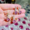 imageRhinestone Rabbit Stud Earrings for Women Girls Hypoallergenic Cute Crystal Birthstone Bunny Animal Pet Cartilage Post Dainty Birthday Easter Holiday Jewelry Gifts for Daughter NieceYellow with Pink CZ