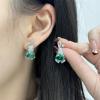 imageRhinestone Rabbit Stud Earrings for Women Girls Hypoallergenic Cute Crystal Birthstone Bunny Animal Pet Cartilage Post Dainty Birthday Easter Holiday Jewelry Gifts for Daughter NieceSilver with Green CZ