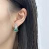 imageRhinestone Rabbit Stud Earrings for Women Girls Hypoallergenic Cute Crystal Birthstone Bunny Animal Pet Cartilage Post Dainty Birthday Easter Holiday Jewelry Gifts for Daughter NieceSilver with Green CZ