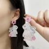 imageShiny Acrylic Rabbit Animal Dangle Earrings for Women Cute Sequins Pink Flower Harajuku Bunny Pet Easter Statement Drop Stud Earrings Lightweight Holiday Homecoming Party Jewelry