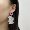 imageShiny Acrylic Rabbit Animal Dangle Earrings for Women Cute Sequins Pink Flower Harajuku Bunny Pet Easter Statement Drop Stud Earrings Lightweight Holiday Homecoming Party Jewelry