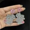 imageShiny Acrylic Rabbit Animal Dangle Earrings for Women Cute Sequins Pink Flower Harajuku Bunny Pet Easter Statement Drop Stud Earrings Lightweight Holiday Homecoming Party Jewelry
