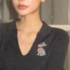 imageShiny Rhinestone Rabbit Brooch Pin for Women Gold Plated Fashion Crystal Bunny Animal Brooches Lapel Pins Dainty Graduation Honors Easter Jewelry for Daughter Teacher StudentsClear