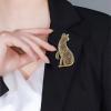 imageSitting Cat Brooch Pin for Women Girls Fashion Cute Textured Abstract Kitten Animal Brooches Lapel Pins Unisex Christmas Holiday Festival Hat Bag Suit Dress Accessories Jewelry Gift for PetloverGold