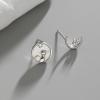 imageTiny Moon Star Cat Stud Earrings for Women Girls 925 Sterling Silver Hypoallergenic Asymmetrical Shell Pearl Crescent Moon Crystal Animal Pet Studs Cartilage Dainty Cute Birthday Jewelry Gifts for DaughterSilver