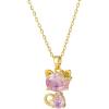 imageDainty CZ Bow Cat Pendant Necklace for Women 14K Stainless Steel Hypoallergenic Crystal Kitten Animal Choker Chain Necklace Adjustable Comfortable Cute Birthday Holiday Jewelry Gift 18inchPink