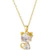imageDainty CZ Bow Cat Pendant Necklace for Women 14K Stainless Steel Hypoallergenic Crystal Kitten Animal Choker Chain Necklace Adjustable Comfortable Cute Birthday Holiday Jewelry Gift 18inchClear