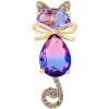 imageDainty Rhinestone Cat Animal Brooch Pin for Women Girls Gold Plated Austrian Crystal with Gradient Color Cute Kitten Brooches Lapel Pins Fashion Birthday Christmas Festival Jewelry Gift for DaughterPurple Blue