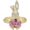 imageDtja CZ Rabbit Animal Statement Ring for Women Gold Plated Adjustable Pink Rhinestone Crystal Pet Open Band Finger Rings Comfort Fit Fashion Cute Birthday Holiday Christmas Jewelry Gift Size 810