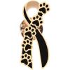 imageEnamel Paw Ribbon Brooch for Women Girls Small Cute Dog Cat Print Paw Crawler Climber Silk Breast Cancer Awareness Brooches Lapel Pins Unique Hypoallergenic Dress Accessories Jewelry SouvenirGold Black