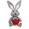 imageRhinestone Moving Rabbit Brooch Pin for Women Girls Fashion Crystal Enamel Love Heart Back Bunny Animal Pet Brooches Lapel Pins Dainty Cute Easter Valentine Honors Day Jewelry Gift SouvenirRed CZ