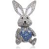 imageRhinestone Moving Rabbit Brooch Pin for Women Girls Fashion Crystal Enamel Love Heart Back Bunny Animal Pet Brooches Lapel Pins Dainty Cute Easter Valentine Honors Day Jewelry Gift SouvenirBlue CZ