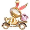 imageRhinestone Rabbit Carrying Love Heart Brooch Pin for Women Girls Teens Gold Plated Cute Crystal Cartoon Bunny Bike Brooches Lapel Pins Dainty Dress Accessories Easter Holiday Valentine Jewelry Gift Daughter Wife PetLover