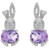 imageRhinestone Rabbit Stud Earrings for Women Girls Hypoallergenic Cute Crystal Birthstone Bunny Animal Pet Cartilage Post Dainty Birthday Easter Holiday Jewelry Gifts for Daughter NieceSilver with Amethyst