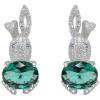 imageRhinestone Rabbit Stud Earrings for Women Girls Hypoallergenic Cute Crystal Birthstone Bunny Animal Pet Cartilage Post Dainty Birthday Easter Holiday Jewelry Gifts for Daughter NieceSilver with Green CZ