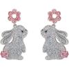 imageShiny Acrylic Rabbit Animal Dangle Earrings for Women Cute Sequins Pink Flower Harajuku Bunny Pet Easter Statement Drop Stud Earrings Lightweight Holiday Homecoming Party Jewelry