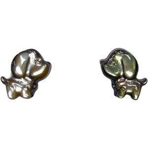 imageBlack Shell Pearl Cat Dog Animal Stud Earrings for Women PetLover 925 Sterling Silver Hypoallergenic Tiny Small Rabbit Studs Cartilage Cute Jewelry GiftsDoggy