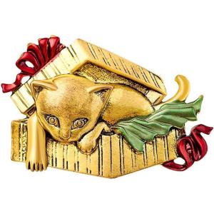 imageCute Xmas Cat Brooch for Women Girls Men Silver Gold Fashion Rhinestone Enamel Kitten Animals Santa Costumes Lapel Pins Vintage Christmas Holiday Festival Dress Accessories Jewelry Gift for PetloverGift Box