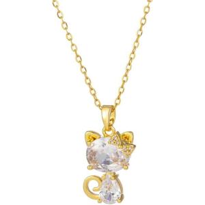 imageDainty CZ Bow Cat Pendant Necklace for Women 14K Stainless Steel Hypoallergenic Crystal Kitten Animal Choker Chain Necklace Adjustable Comfortable Cute Birthday Holiday Jewelry Gift 18inchClear