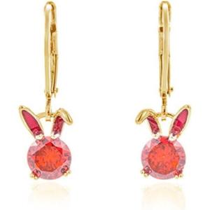 imageDainty Red Rabbit Small Hoop Earrings for Women GoldToned Cute Crystal Bunny Animal Charms Lever Back Dangle Drop Huggie Hoops Delicate Easter Holiday JewelryGolden