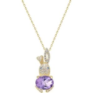 imageDtja Crystal Bunny Rabbit Pendant Necklace for Women Girls 18k Gold Plated Cubic Zirconia Animal Pet Birthstone Link Chain Adjustable Fashion Cute Easter Birthday Jewelry Gift Daughter 18 inchAmethyst