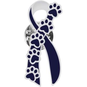 imageEnamel Paw Ribbon Brooch for Women Girls Small Cute Dog Cat Print Paw Crawler Climber Silk Breast Cancer Awareness Brooches Lapel Pins Unique Hypoallergenic Dress Accessories Jewelry SouvenirSilver Blue