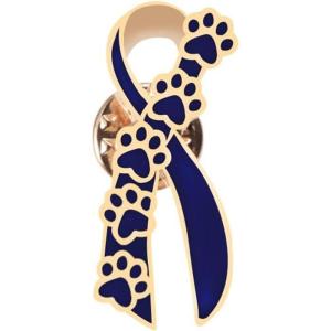 imageEnamel Paw Ribbon Brooch for Women Girls Small Cute Dog Cat Print Paw Crawler Climber Silk Breast Cancer Awareness Brooches Lapel Pins Unique Hypoallergenic Dress Accessories Jewelry SouvenirGold Blue