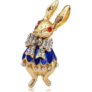 imageRhinestone Bow Rabbit Brooch Pin for Women Girls Men Gold Plated Fashion Cute Crystal Bow Enamel Cartoon Bunny Gentleman Brooches Lapel Pins Lucky Decor Dress Accessories Easter Holiday Jewelry Gift