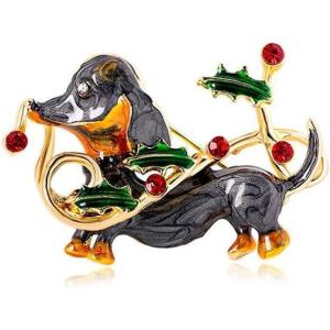 imageRhinestone Dog Cat Animal Brooch Pin for Women Girls Fashion Red Green Crystal Deer Xmas Statement Brooches Lapel Pins Cute Dress Accessories Christmas Festival Holiday Ornament Jewelry Gift for Daughter Puppy