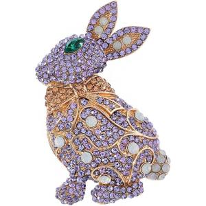 imageShiny Rhinestone Rabbit Brooch Pin for Women Gold Plated Fashion Crystal Bunny Animal Brooches Lapel Pins Dainty Graduation Honors Easter Jewelry for Daughter Teacher StudentsAmethyst