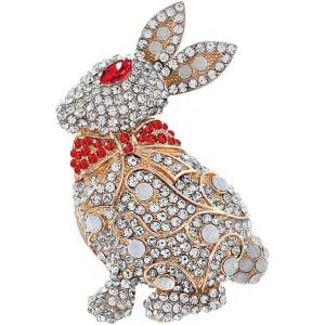 imageShiny Rhinestone Rabbit Brooch Pin for Women Gold Plated Fashion Crystal Bunny Animal Brooches Lapel Pins Dainty Graduation Honors Easter Jewelry for Daughter Teacher StudentsClear