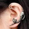 image3 PCS Cat Studs Ear Cuff Earrings Set for Women Girls Silver Gold Black Vintage Punk Animal Tail Post Pin Clip on Earring Personalized Nickel Free Jewelry for Small Left Ear