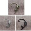 image3 PCS Cat Studs Ear Cuff Earrings Set for Women Girls Silver Gold Black Vintage Punk Animal Tail Post Pin Clip on Earring Personalized Nickel Free Jewelry for Small Left Ear