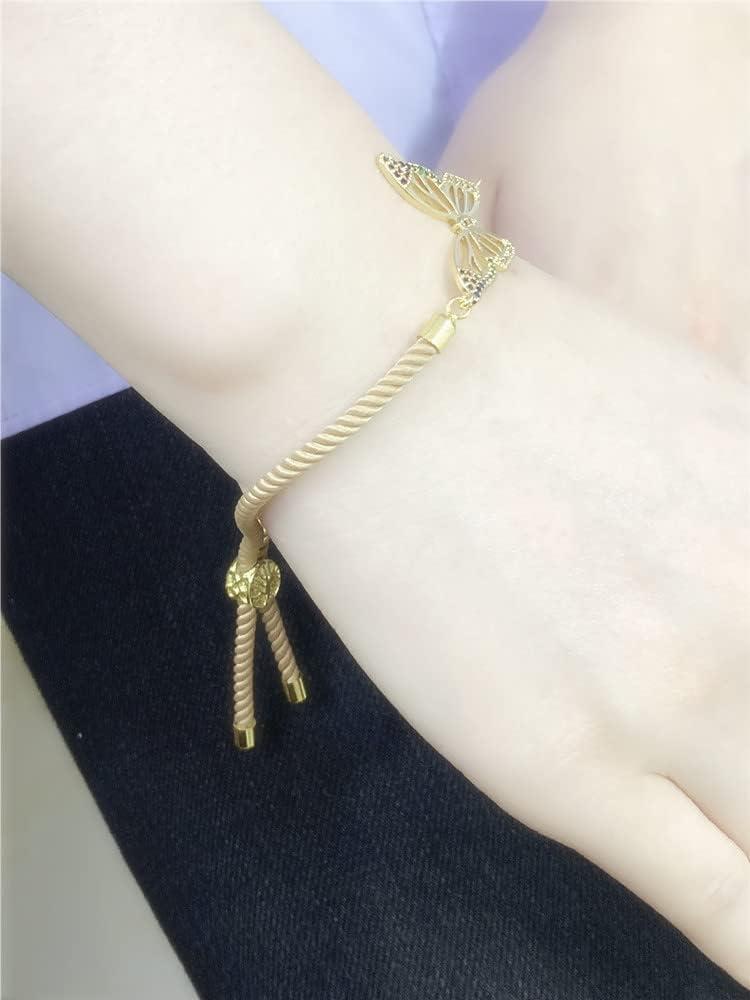 imageBoho Butterfly Bracelet for Women Girls Colored Cubic Zirconia Boho Sturdy Braided String Rope Adjustable Comfortable Lightweight Birthday Holiday Jewelry Dainty Gift for Daughter Mother Sister