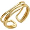 imageMinimalist Triple Lines 925 Sterling Silver Open Band Ring for Women Girls Statement Expandable Irregular Polished Wrap Adjustable Finger Rings Comfort Fit Simple Jewelry Gifts for Mom Sister Gold