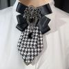 imageMens Teardrop Rhinestone Bow PreTied Brooch for Unisex Elegant Crystal Satin Fabric Houndstooth Ribbon Neck Tie Brooches Lapel Pins Wedding Prom Party Costume Bow TieBlack