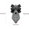 imageMens Teardrop Rhinestone Bow PreTied Brooch for Unisex Elegant Crystal Satin Fabric Houndstooth Ribbon Neck Tie Brooches Lapel Pins Wedding Prom Party Costume Bow TieBlack