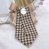 imageMens Teardrop Rhinestone Bow PreTied Brooch for Unisex Elegant Crystal Satin Fabric Houndstooth Ribbon Neck Tie Brooches Lapel Pins Wedding Prom Party Costume Bow TieBrown