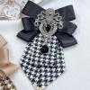 imageMens Teardrop Rhinestone Bow PreTied Brooch for Unisex Elegant Crystal Satin Fabric Houndstooth Ribbon Neck Tie Brooches Lapel Pins Wedding Prom Party Costume Bow TieBlack