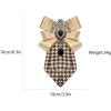 imageMens Teardrop Rhinestone Bow PreTied Brooch for Unisex Elegant Crystal Satin Fabric Houndstooth Ribbon Neck Tie Brooches Lapel Pins Wedding Prom Party Costume Bow TieBrown
