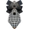 imageMens Teardrop Rhinestone Bow PreTied Brooch for Unisex Elegant Crystal Satin Fabric Houndstooth Ribbon Neck Tie Brooches Lapel Pins Wedding Prom Party Costume Bow TieBlack